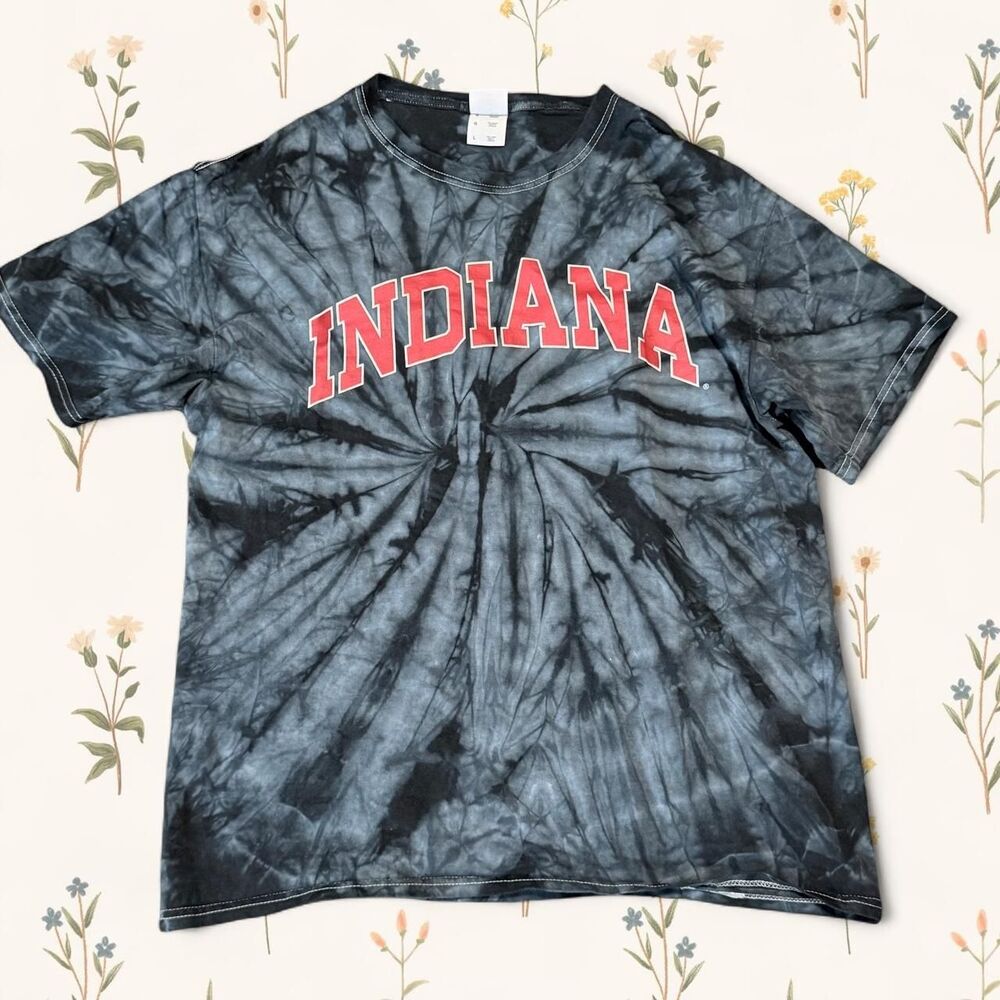 Retro Colortone Indiana University Tie Dye T-Shirt | Grey/Navy Spiral Hoosiers L